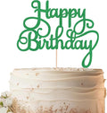Happy Birthday Cake Topper - Green Glitter Birthday Party Cake Decoration Supplies - Happy Birthday Cake Decor, for Anniversary/Birthday Party Supplies Photo Booth Props