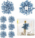5'' Dusty Blue Bows Curly Ribbon Bows for Gift Wrapping, Satin Bows with Double-Sided Tape, Self Adhesive Bows for Party, Wedding, Birthday Decor, Premade Bows for Crafts, Wine Glasses-8 PCs