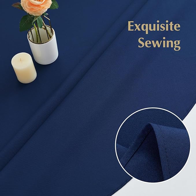 2 Pack Round Table Cloth 48 Inch Navy Tablecloth Washable Polyester Solid Dining Table Cover for Birthday Party Dinner Holiday Outdoor Indoor