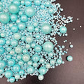 Weraru Edible Blue Pearl Sugar Sprinkles Candy Mixing Size Baking Edible Cake Decorations Cupcake Toppers Cookie Decorating Celebrations Wedding Shower Party Chirstmas Supplies 120g/ 4.2oz