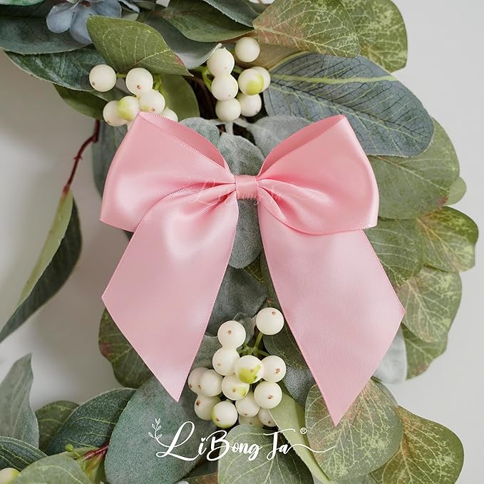 5'' Pink Bow Party Decorations Satin Bows, Twist Tie Bows for Treat Bags, Cake Pops, Pre-Tied Bow Premade Ribbon Bows for Crafts, Holiday Bows for Gift Wrapping, Wedding Decor-24 Counts