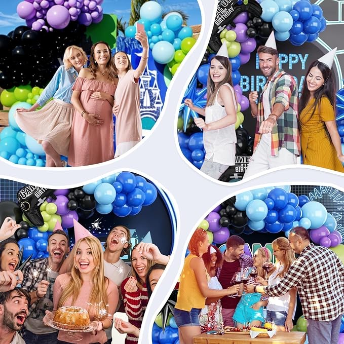 Video Game Balloons,12 Inch Purple Green Black Video Theme Latex Balloon for Teens Boys Men Birthday Decoration
