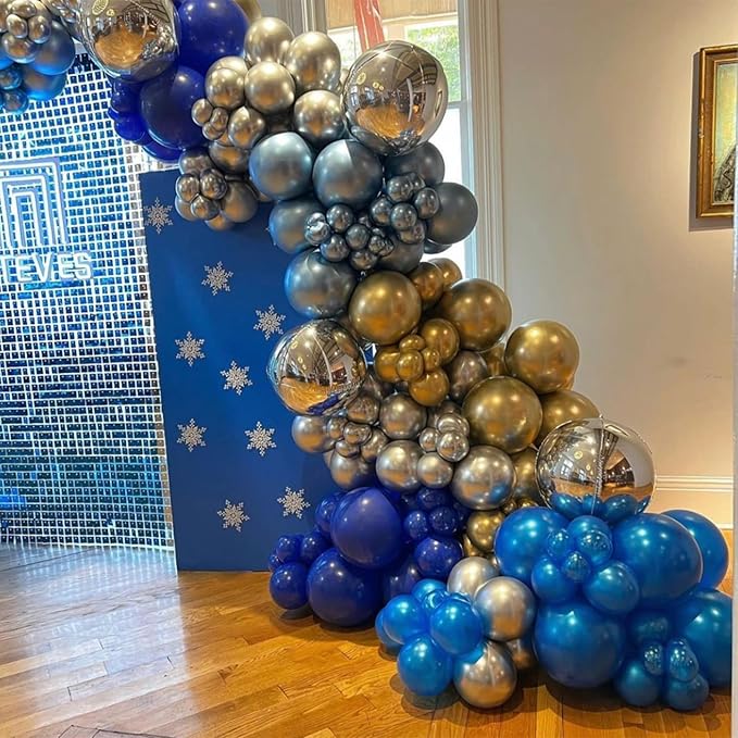 Blue and Gold Balloons, 60Pcs 12Inch Navy Pearl Party Balloons With Metallic Helium Balloon Confetti Latex Set for Boys Birthday Baby Shower Christening Decorations