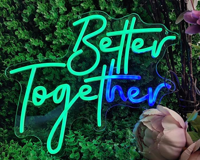 Ulalaza Smart RGB & Color Flow Effect Better Together LED Neon Sign with Remote & App Control Music Sync Timer Setting LED Acrylic Light for Wall Party Décor Bedroom Bar Wedding Home Birthday USB Powered