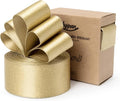 Gold Satin Wired Ribbon 1-1/2 Inch Double-Faced Glitter Ribbons for Wreath, Christmas Tree Decoration, Gift Wrapping, Home Decor 10 Yards