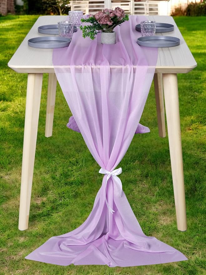 MDS Halloween Chiffon Table Runner - 1 Pack, 29 x 170 Inches, 14ft Each - Sheer Spooky Table Runners for Haunted House Parties, Trick-or-Treat Tables, Witchy Décor, Wedding & Events - Orchid