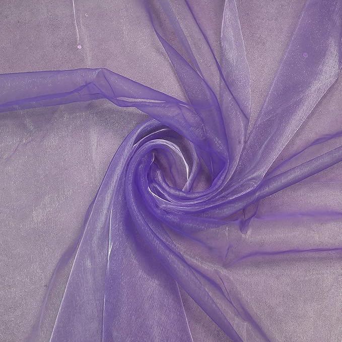 VDS Lavender Organza Fabric, 25 Yards Continuous, 45” Wide, Wedding Party Decoration Iridescent Crystal Sheer Shiny Organza Tulle Bridal Dress DIY Crafts Costume Sewing Backdrop Arch Cloth