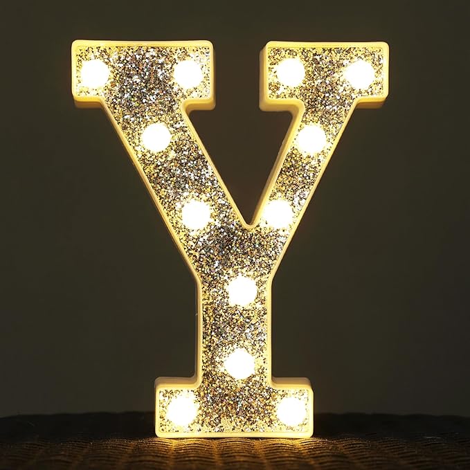 NW LIGHT Marquee Light Letters for Table Decorations, Glitter Light Up Signs for Prom, Events, or Engagement Party Decor, Featuring Alphabet & Number Lighted Letters