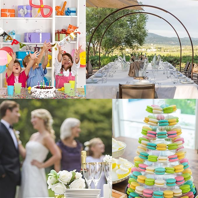 Macaron Tower Stand 10 Tier 4" - 13" Transparent Plastic Round Tower Display Stand Cupcake Cake Holder Rack Platter to Hold 230 Macarons for Wedding Birthday Party Decor