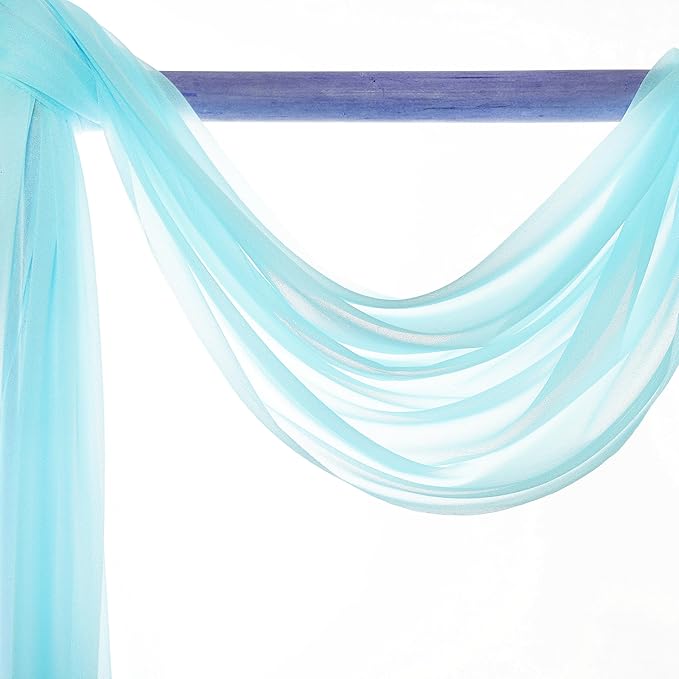 VDS Pack of 2 Panel (30 Inch X 30 Feet) Wedding Arch Draping Fabric Sheer Chiffon Fabric Drapery for Wedding Ceremony Reception Swag Backdrop Canopy Chuppah ARBO Altars Decoration (Teal)