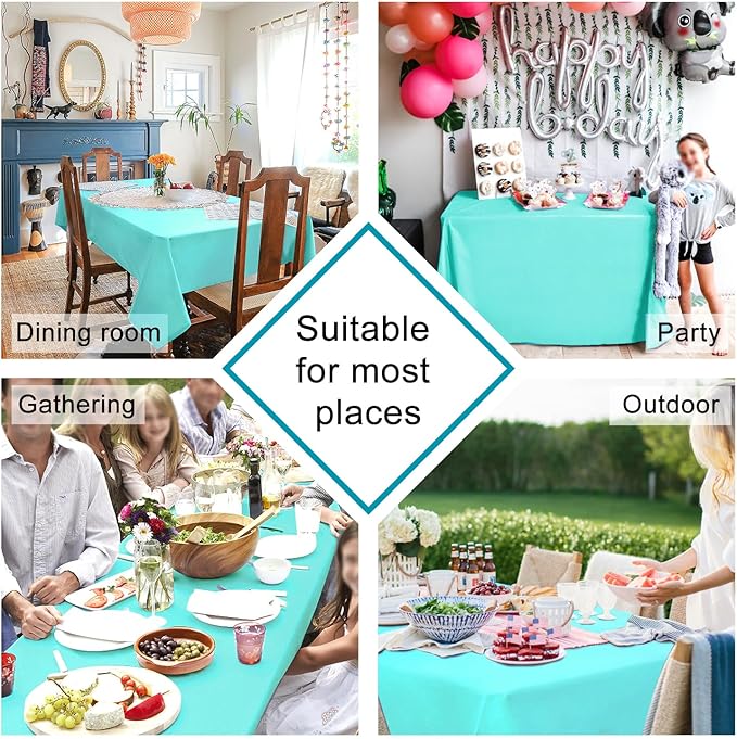 Hiasan Light Blue Rectangle Tablecloth - Waterproof Spillproof and Wrinkle Resistant Washable Polyester Table Cloth for Dining Party, 52 x 70 inch