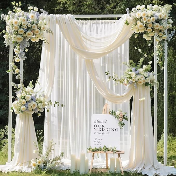 MDS Halloween Chiffon Draping Fabric - 2 Panel, 30" Wide x 75ft Long - Sheer Spooky Arbor & Canopy Drapery for Haunted House Backdrops, Party Ceilings, DIY Costumes & Themed Events - Ivory