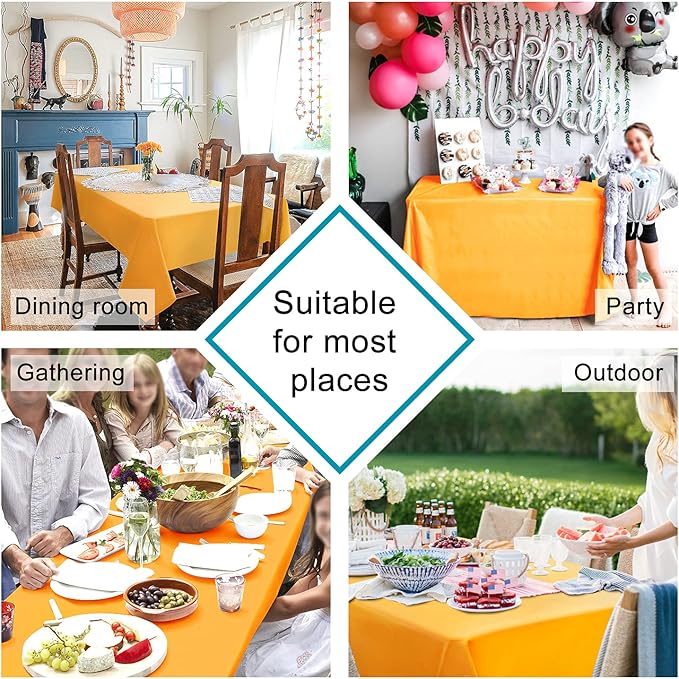 Hiasan Tablecloth for Square Tables - Waterproof and Spillproof Washable Fabric Table Cloth for Dining Room Kitchen Party, 70 x 70 Inch, Orange Yellow
