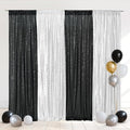 Eternal Beauty Black and Silver Backdrop 4 PCS-2x8 Ft Sequin Curtain Panels for Christmas Party, Birthday