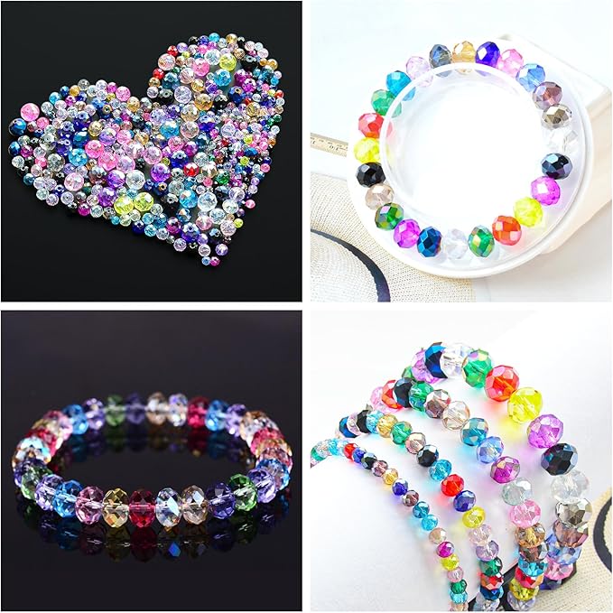 1200Pcs 4mm Colors Random Crystal Glass Beads for Jewelry Making Beads for Bracelets Necklace Pendants Making Supplies(Mixed Colors)