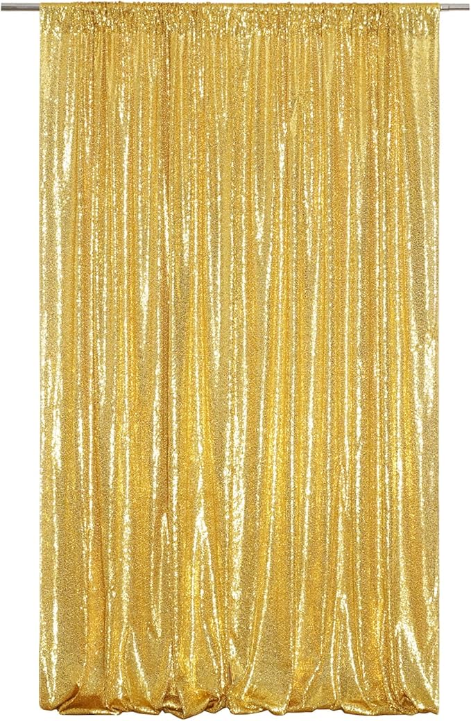 Poise3EHome 4x8ft Gold Sequin Backdrop, Upgrade Shimmer Backdrop for Wedding Christmas Decor, Party Photo Booths, and Event Decorations