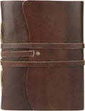 Dark Tan Leather Journal 7x5 | Handmade Vintage Notebook with Unlined Pages | Rustic Cotton Paper | Antique-Style Travel Diary & Sketchbook for Men & Women