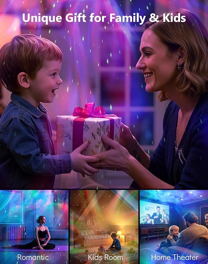 Rossetta Galaxy Projector, Star Projector for Bedroom with Bluetooth Speaker & White Noise, Remote, Timer, Night Light for Kids Room Decor, Party, Birthday & Christmas Gifts for Adults Teen Girls Boys