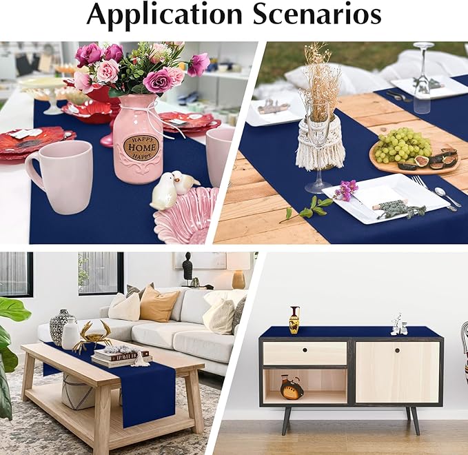 2 Pack Navy Blue Small Short Table Runner 12 x 48 Inch Solid Color Runners Coffee Table Dresser for Daily Party Home Decoration