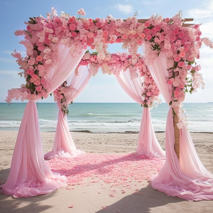Wokceer Wedding Arch Draping Fabric 28.7" x 20FT Blush Pink Sheer Fabric Backdrop Arch Draping for Wedding Ceremony Birthday Party Bridal Shower Decoration