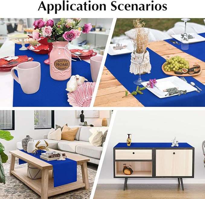 2 Pack Blue Table Runner 12 x 90 Inch Solid Color Farmhouse Runners Coffee Table Dresser for Daily Party Home Decoration