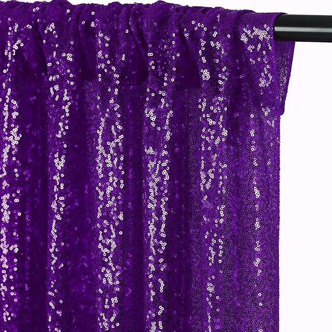 JYFLZQ Purple Sequin Backdrop Curtains 6ft x 8ft 1 Panel Glitter Photo Booth Backdrops Sparkly Photography Background Drapes for Parties Wedding Bridal Showers