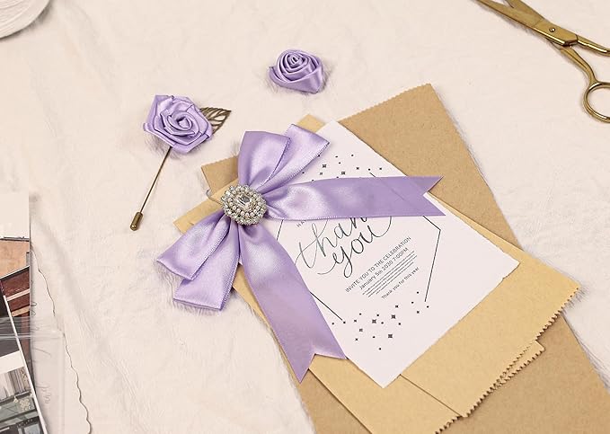 Lavender Satin Ribbon 1 inch X Continuous 50 Yards, Single Face Polyester Ribbon Perfect for Gift Wrapping, Flower Bouquet, Wedding Decor, Crafts, Bow Making, Sewing and More