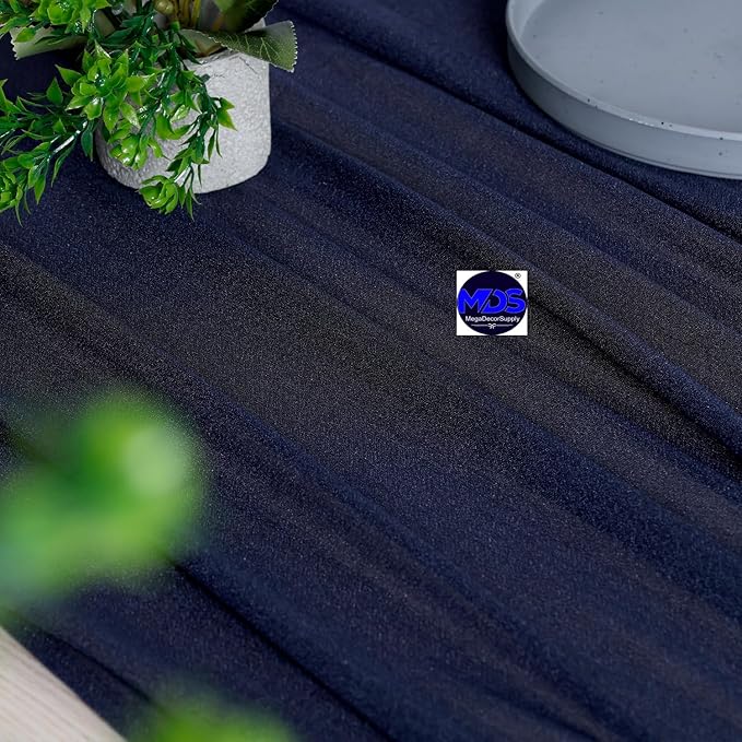 MDS Halloween Chiffon Table Runner - 5 Pack, 29 x 170 Inches, 14ft Each - Sheer Spooky Table Runners for Haunted House Parties, Trick-or-Treat Tables, Witchy Décor, Wedding & Events - Navy Blue