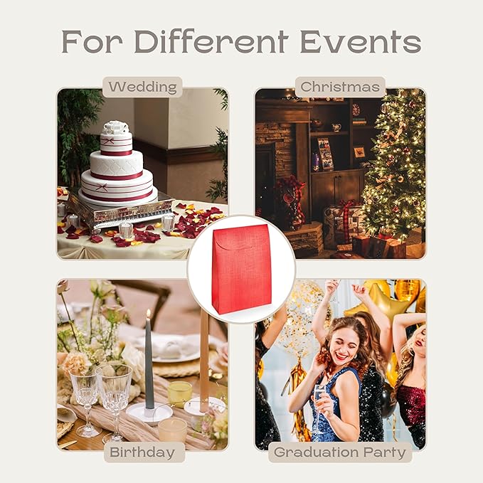 Boxes Craftory Pack of 20 Party Favor Boxes (6.69 x 2.75 x 9.25 inch) - Ideal for Christmas Gift, Graduation and Valentines Day - Red Silk