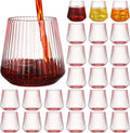 24 Pcs Pink Plastic Wine Glasses Ribbed Disposable Wine Glasses Unbreakable Stemless Champagne Whiskey Cups Ribbed Cocktail Plastic Cups for Wedding Home Office Bar (14 oz,Origami)