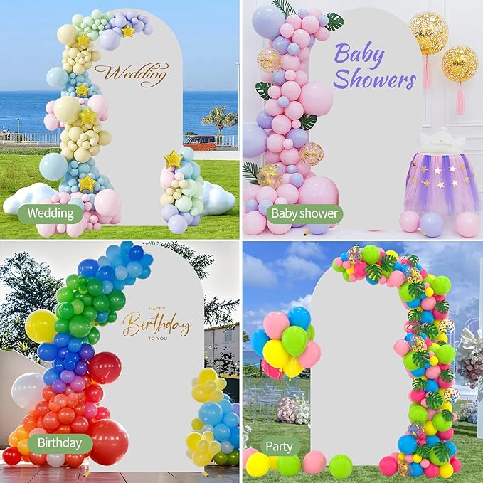 6.6FT Wedding Arch Cover Spandex Fitted Wedding Arch Stand Covers Round Top Chiara Arch Backdrop Cover for Birthday Party Ceremony Banquet Decoration White（Only Cover）