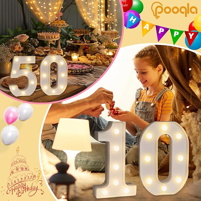 Pooqla 20th Birthday Decorations for Her Him, Light Up Number 20 for Party Table Decorations, 20th Birthday Gift for Women Men, Backdrop Wall Decor for 20th Wedding Anniversary Decoration