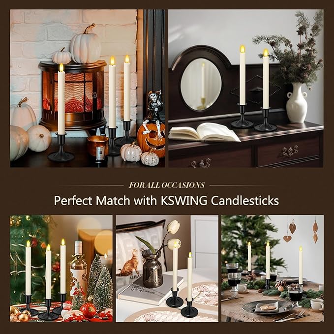 Candlestick Holders 2 PCS Short Metal Taper Candle Holders, KSWING Black Candle Stick Holders Set, Perfect for Table Centerpiece Mantel Party Wedding Christmas Home Decor, Set of 2