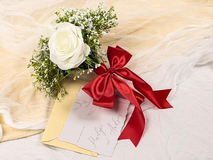 Red Satin Ribbon 1-1/2 inch X Continuous 25 Yards, Single Face Polyester Ribbon Perfect for Gift Wrapping, Flower Bouquet, Wedding Decor, Crafts, Bow Making, Sewing and More