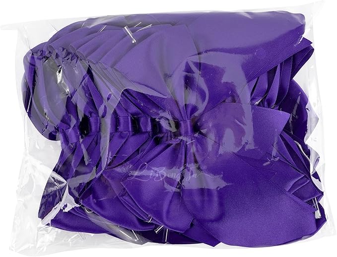5'' Purple Bow Party Decorations Satin Bows, Twist Tie Bows for Treat Bags, Cake Pops, Pre-Tied Bow Premade Ribbon Bows for Crafts, Holiday Bows for Gift Wrapping, Wedding Decor-24 Counts