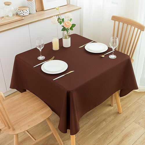 2 Pack Square Table Cloth 60X60 Inch Chocolate Washable Fabric Tablecloth Polyester Solid Dining Table Cover for Birthday Party Dinner Holiday Outdoor Indoor