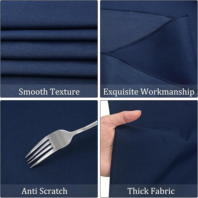 8 Pack Premium Round Tablecloth 120 Inch Round Table Covers Washable Polyester Fabric Round Table Clothes for Wedding Party Reception Banquet Buffet Restaurant (Navy Blue, 120 Inch)
