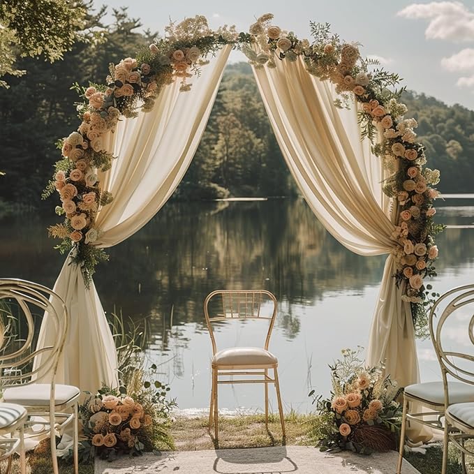 Wokceer Wedding Arch Draping Fabric 28.7" x 20FT Champagne Drapes Sheer Fabric Backdrop Arch Draping Fabrics for Wedding Ceremony Birthday Party Bridal Shower Decoration