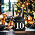 Wedding Table Numbers 1-10, Acrylic Arch Signs with Natural Wood Stands Holders, Rustic Table Decor for Reception & Parties (Black White)
