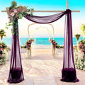 MDS Halloween Chiffon Draping Fabric - 2 Panel, 30" Wide x 75ft Long - Sheer Spooky Arbor & Canopy Drapery for Haunted House Backdrops, Party Ceilings, DIY Costumes & Themed Events - Eggplant
