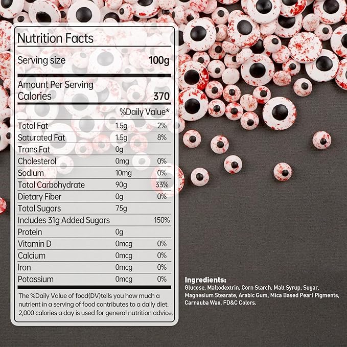 Halloween Edible Bloody Red Eyeballs Eye Ball, Candy Eyeballs Mix Sprinkles for Cake Decorating, 150g/5.29oz, Perfect for Cake Decoration, Cupcake Decorations Ice Cream Toppings