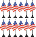 12 Pack USA Desk Flag Set, American Table Office Flag, Small Miniature Desktop Flag With Black Pole and Black Base, Classroom, Offices Meeting Desk Decoration (USA)