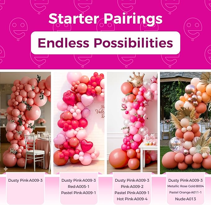 Bezente Dusty Pink Latex Party Balloons - 100 Pack 12 inch Round Helium Blush Pink Rose Pink Balloons for Birthday Wedding Anniversary Bridal Shower Gender Reveal Boho Theme Party Decoration