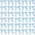 AIMUDI Light Blue Satin Ribbon Twist Tie Bows 2.5" Pretied Blue Bows for Baby Shower Premade Baby Blue Bows for Crafts Treat Bags Cake Pop Gift Wrapping Wedding Party Favors Goodie Bags - 50 Counts