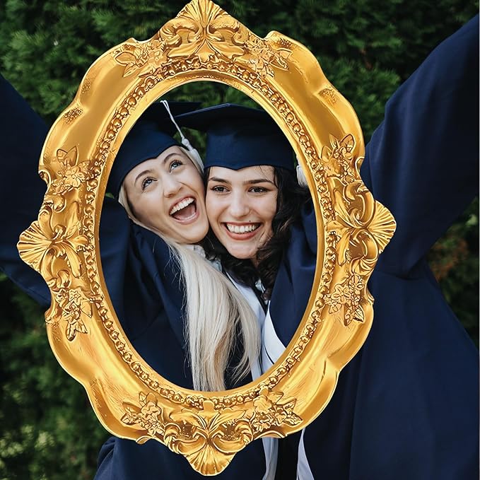 Upgraded 32 x 24 Inch Large Photo Booth Props Picture Frame Vintage Photo Frame Friends Selfie Props for Wedding Mexico Birthday Bachelorette Party Supplies (Round Style)