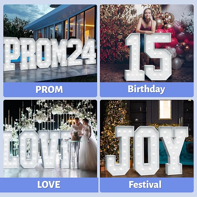4FT Marquee Light Up Letters - Cool White Light Up Letters R with Fixed Water Bag, Party Decoration Large Marquee Light Up Letters can Be Used for Wedding Decoration, Birthday Party Decoration