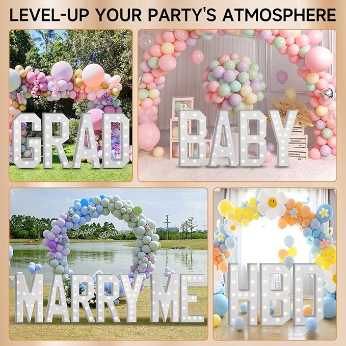 EUFONY Marquee Letters 4 Feet Tall, 4 FT Marquee Light Up Letters, Giant Light Up Letters 4FT for Birthday Party Baby Shower Gender Reveal Graduation Prom Decorations, Letter S with LED Lights DIY Kit