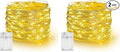Dazzle Bright Fairy Lights Battery Operated, 2 Pack Total 40FT 120LED Silver Wire Waterproof String Lights, Christmas Decorations for Indoor Outdoor Bedroom Yard Party Decor, Warm White