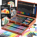 Shuttle Art 149 Piece Deluxe Art Set, Art Supplies in Wooden Case, Painting Drawing Art Kit with Crayons Colored Pencils Oil Pastels Watercolor Cakes Coloring Book Sketch Pad for Kids Adults