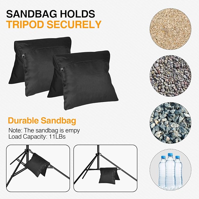 Backdrop Stand, Photo Video Studio 10 x 10FT Adjustable Backdrop Stand, Background Support System Kit with 2 Crossbars, 6 Clamps, 2 Sandbags and Carry Bag for Photography Parties Wedding